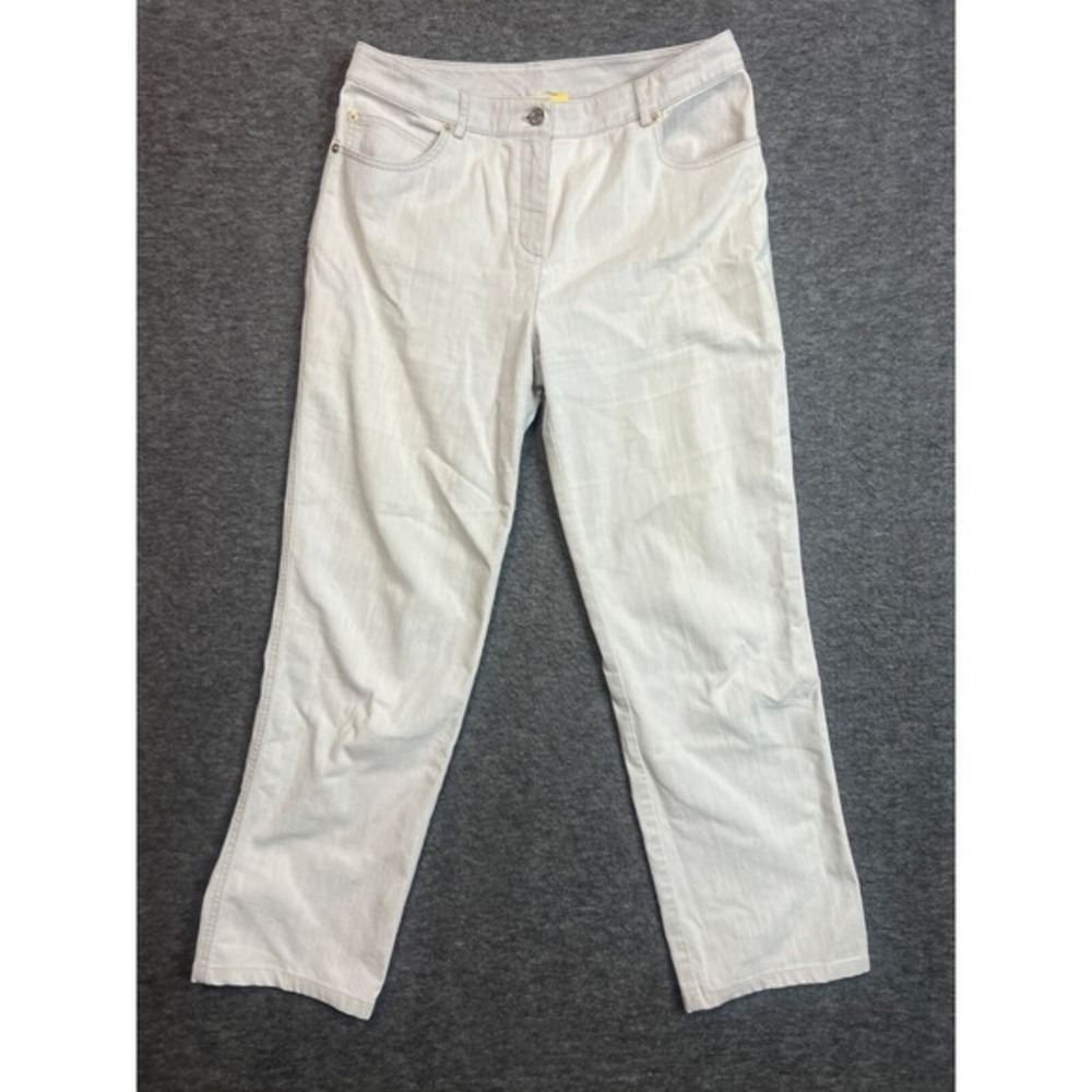 St John Sport Marie Gray Jeans Womens 8 Light Grey Straight Leg Denim Pants